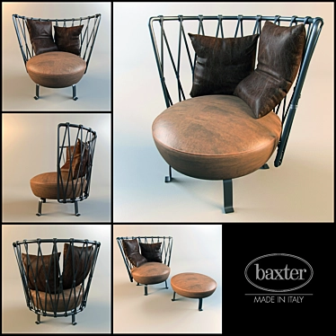 Baxter Pedro Velvet Armchair & Ottoman 3D model image 1 