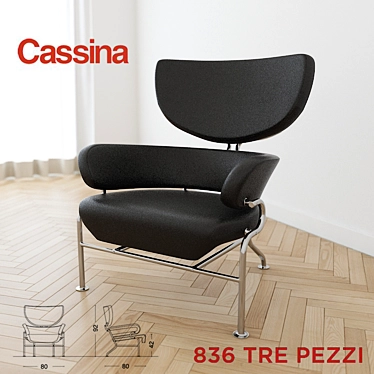 Cassina Tre Pezzi Armchair 3D model image 1 