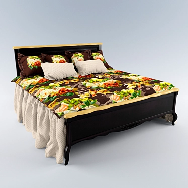 Elegant Belveder Noir Bed 3D model image 1 