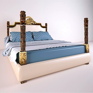 Italian Classic Style Bed with Columns 3D model image 1 