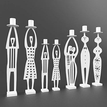 Elegant Metal Candlesticks: Bengt and Lotta 3D model image 1 