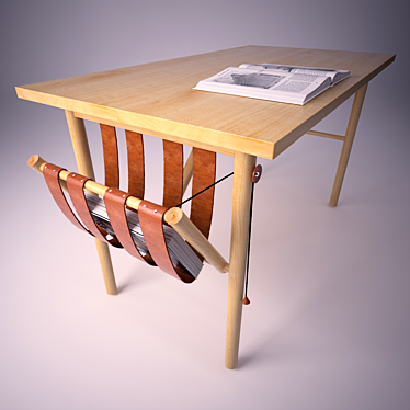 Sleek Oak Writing Desk 3D model image 1 