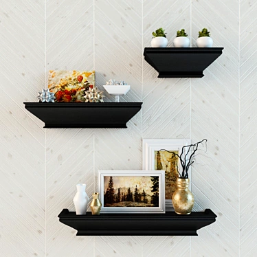 Wall Mounted Decorative Shelf Set 3D model image 1 
