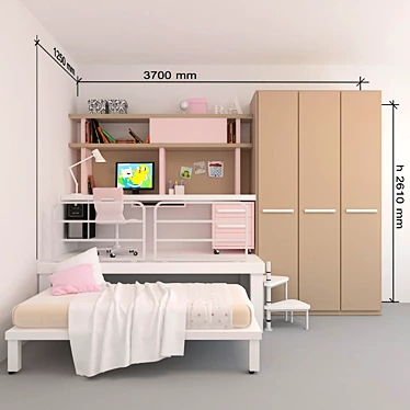 Tumidei Tiramolla 185: Innovative Child's Bed with Storage 3D model image 1 