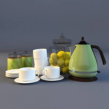 Delonghi Tea Set with Lemons 3D model image 1 