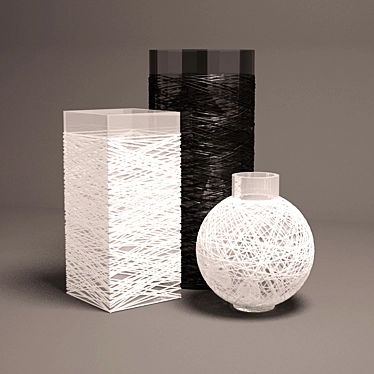 Handcrafted Glass Vases with Thread Accents 3D model image 1 