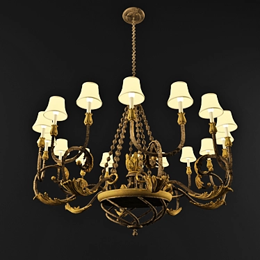Elegant Acanthus Gold Chandelier 3D model image 1 