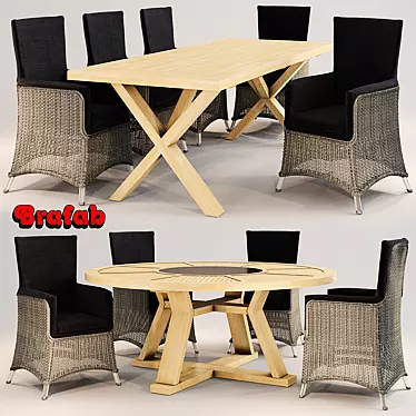 Elegant Wicker Chair Set: Brafab 3D model image 1 
