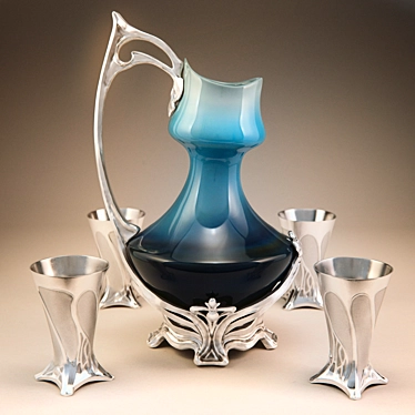 Art nouveau pitcher with cups