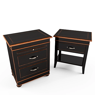 Sleek Bedside Chest Duo 3D model image 1 