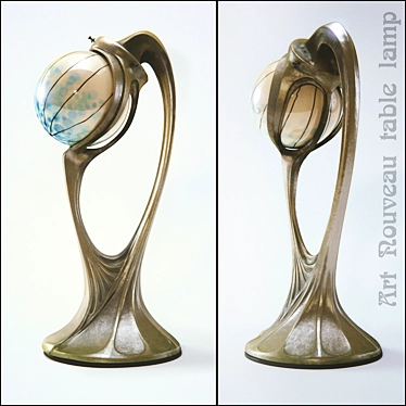Elegance Resurrected: Art Nouveau Table Lamp 3D model image 1 