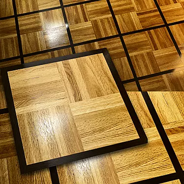 Elegant Parquet Flooring: 37x37cm Blocks, Textured 3D model image 1 