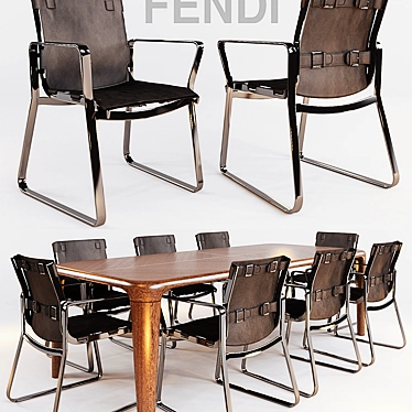 Elegant Fendi Blixen Chair Set 3D model image 1 