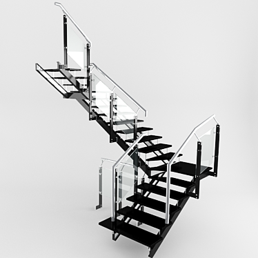 Modern Style Steel Staircase 3D model image 1 