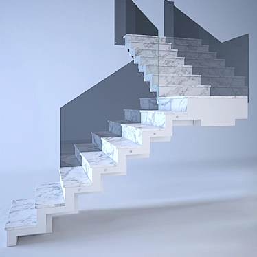 Modern Glass Staircase with 2995 Height 3D model image 1 