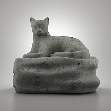 Elegant Stone Cat Figurine 3D model image 1 