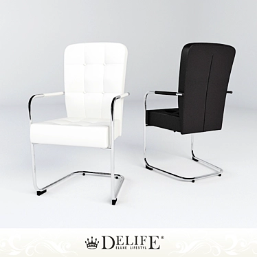 Elegant Chrome White Dining Chair 3D model image 1 