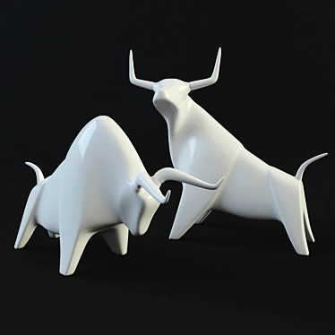 Title: Elegant Decorative Bull Statuettes 3D model image 1 