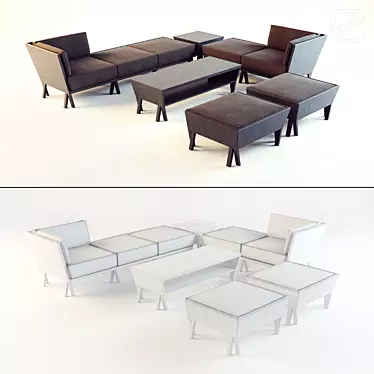 Stylish Contemporary Sofa Set 3D model image 1 