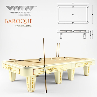 Luxurious Russian Baroque Pool Table 3D model image 1 