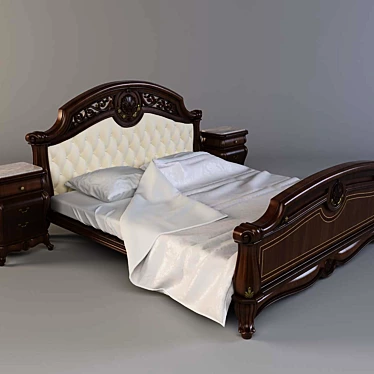 Elegant Italian Walnut Bedroom 3D model image 1 