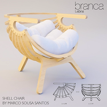 Elegant Shell Chair by Santos 3D model image 1 