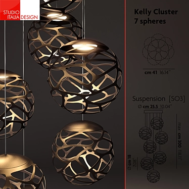 Kelly Cluster Pendant: Elegant and Versatile 3D model image 1 