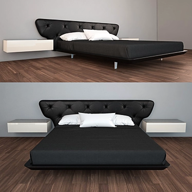  Modern Double Bed with Textures in Cinema 4D 3D model image 1 