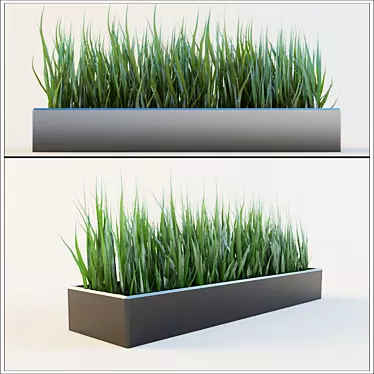 Quaint Grass-filled Flowerpot 3D model image 1 
