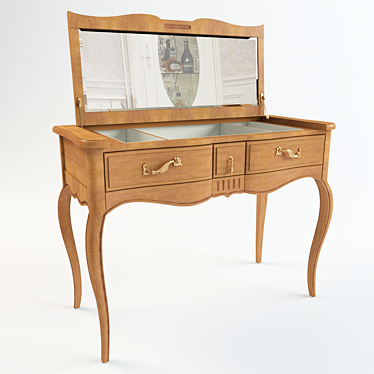 Rustic Wood Vanity Table 3D model image 1 
