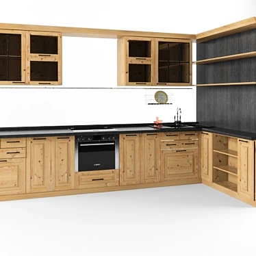 Textured Kitchen 3D model image 1 