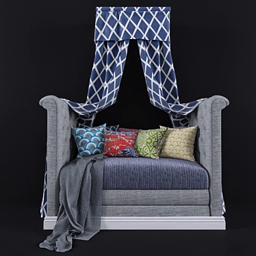 Canopied Comfort Sofa: Plush, Pillowed, and Picture-Perfect 3D model image 1 