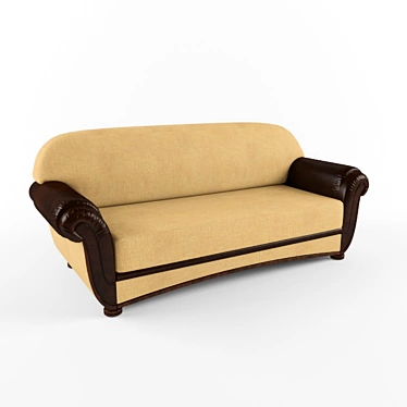 Title: Wide-Sided Leather Reclining Sofa 3D model image 1 
