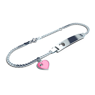 Heart Medallion Silver Bracelet 3D model image 1 