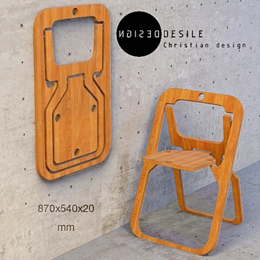 Desile Foldable Chair | Innovative Wood Folding Seat 3D model image 1 