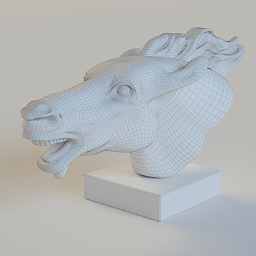 Stone Horse Head Sculpture 3D model image 1 