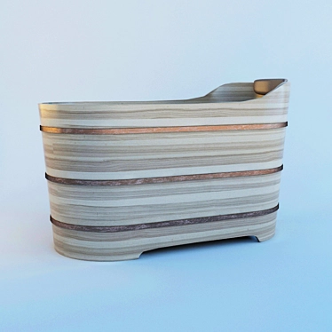 Natural Wood Bathtub 3D model image 1 