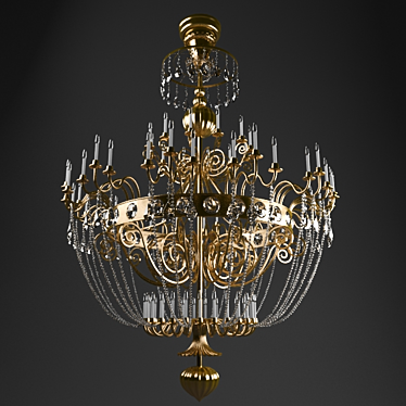Elegant Golden Crystal Chandelier 3D model image 1 