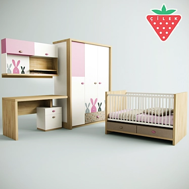 NewJoy Pink Bunny Children's Furniture Set 3D model image 1 