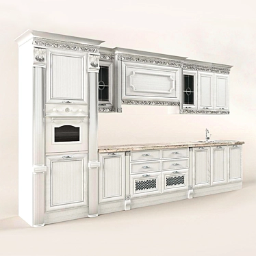 Kitchen Elegance - Solid Ash, Silver Patina 3D model image 1 