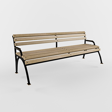 Classic Steel Bench - 1800 x 650 3D model image 1 