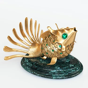 Exquisite Golden Fish Sculpture 3D model image 1 
