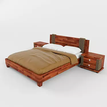 Vinotti Tahiti Bed - Elegant and Spacious 3D model image 1 