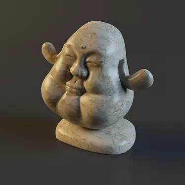  Serene Stone Buddha Head 3D model image 1 