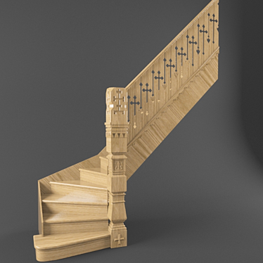 Church Staircase: Carved Elegance 3D model image 1 