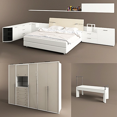 LA VELA II hulsta: Bed, Nightstand, Bench, Wardrobe 3D model image 1 