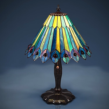 Jeweled Peacock Tiffany Lamp 3D model image 1 