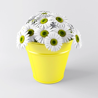 Blooming Daisies Bucket 3D model image 1 