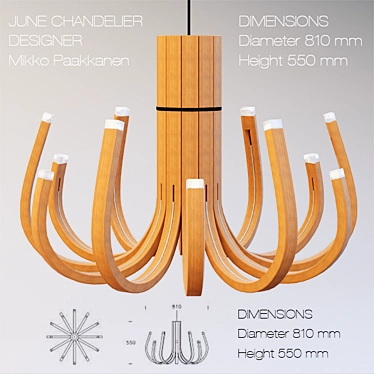 Nordic Wood LED Chandelier 3D model image 1 