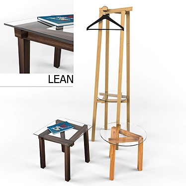 LEAN Coat Rack & Side Table Set 3D model image 1 